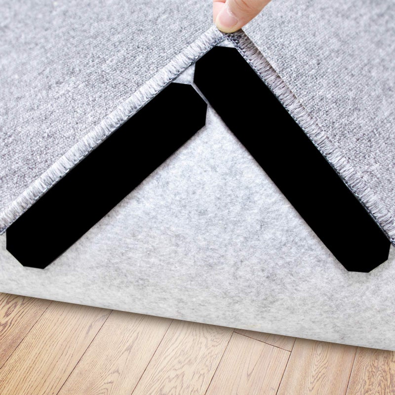 Sahhika Rug Stopper, 16 Pcs Double Sided Non Slip Reusable Rug Tape, Washable for Hardwood, Tile, Carpets, Mats, Wall (Black) - Image 1